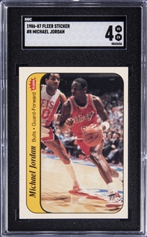 1986-87 Fleer Stickers #8 Michael Jordan Rookie Card - SGC VG-EX 4